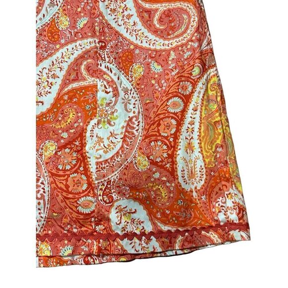 Clues Collection Strapless Tie Back Paisley Orange Dress Tropical Vacation Sz L - Picture 9 of 9